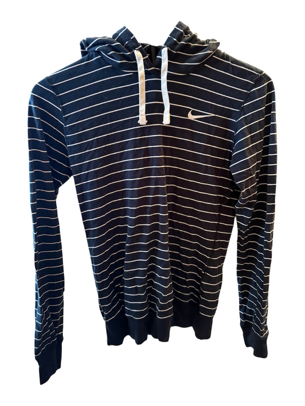 Nike Athletic Dept Striped Hooded Pullover Hoodie Women’s Small Navy White